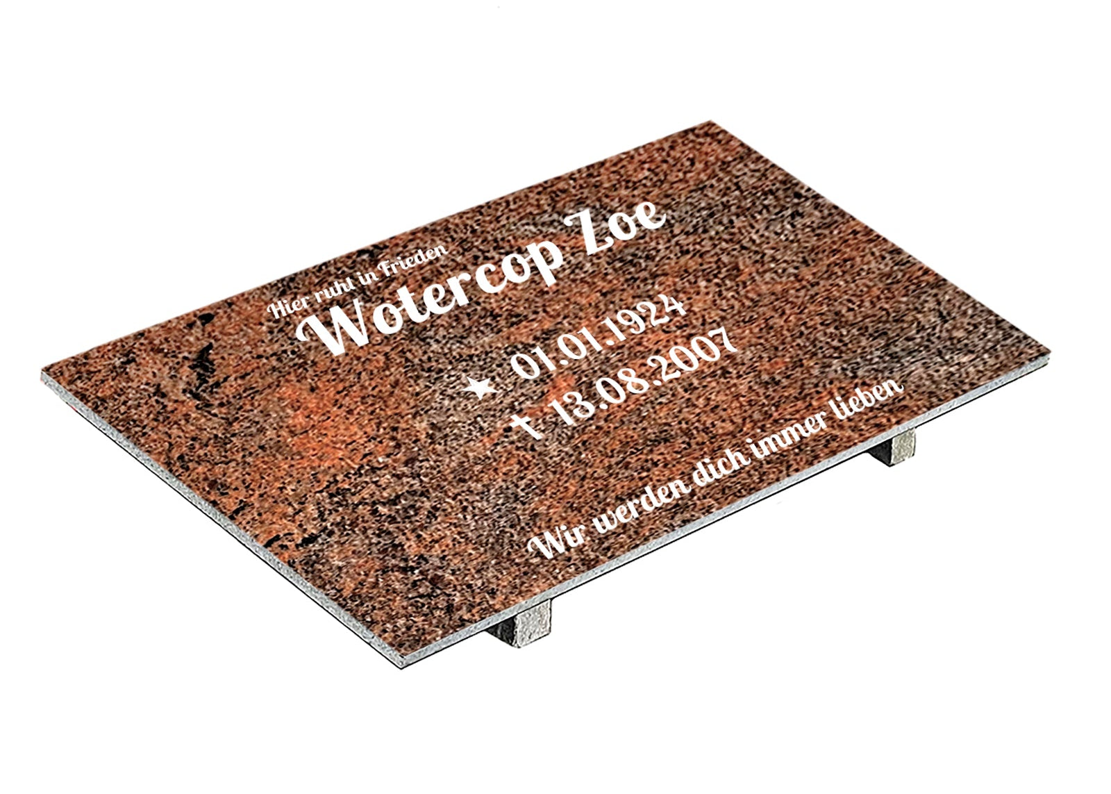 Grabplatte für Urnengrab aus Granit Multicolor Rot