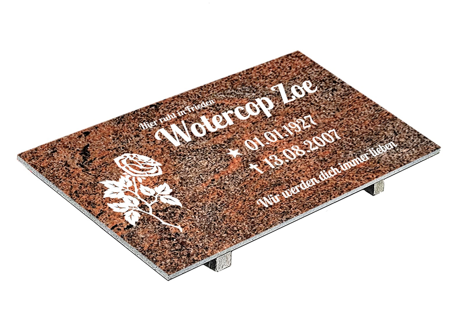 Grabplatte für Urnengrab aus Granit Multicolor Rot