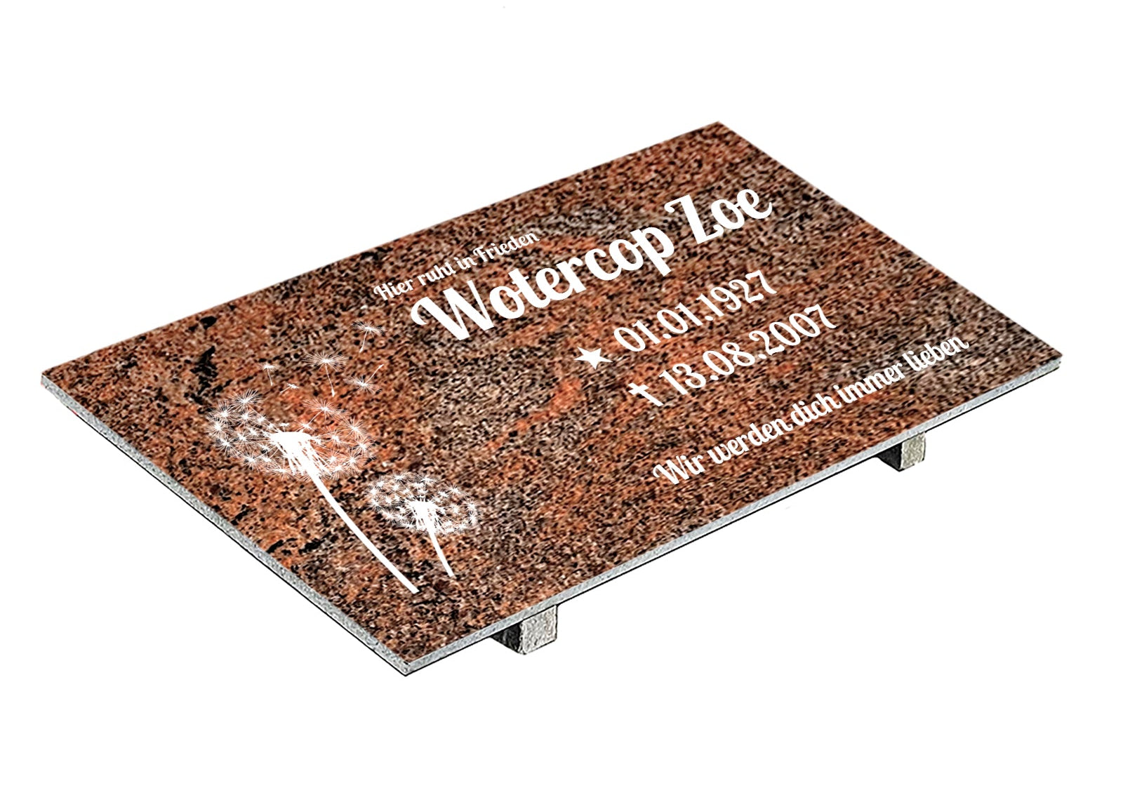Grabplatte für Urnengrab aus Granit Multicolor Rot