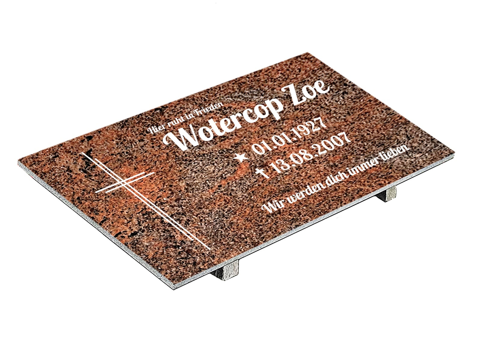 Grabplatte für Urnengrab aus Granit Multicolor Rot
